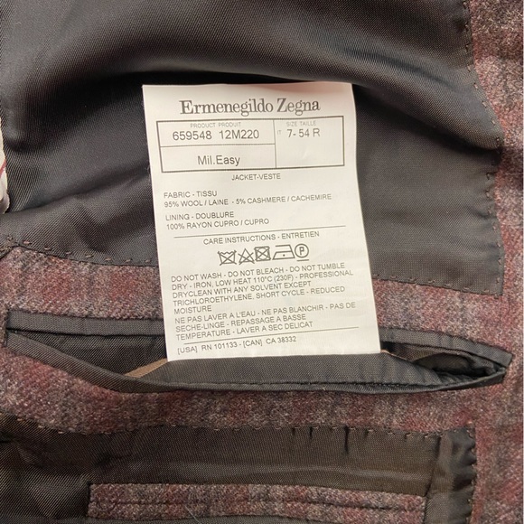 ERMENEGILDO ZEGNA Wool-Cashmere Plaid Sport Coat - Picture 8 of 8